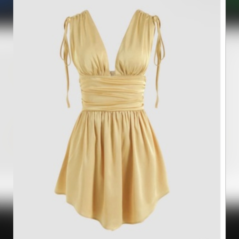 3/$30 Bnwt Gold Rushed Mini Mini Dress